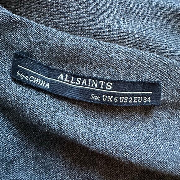 All Saints dark gray knit cropped wrap cardigan size 2 - Picture 7 of 9